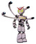 Cyborg containing grey alien style head and yellow eyes with blue pupils and light chest exoshielding and yellow chest lights and blue-eye cam cable tentacles and light leg exoshielding.
