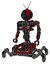 Cyborg containing digital display head and hashtag face and retro antennas and heavy upper chest and no chest plating and insect walker legs. Grunge dots dark red. Standing looking right restful pose.