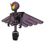 Cyborg containing grey alien style head and yellow eyes and light chest exoshielding and pilot's wings assembly and no chest plating and unicycle wheel. Lilac metal.