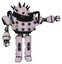 Bot containing thorny domehead design and heavy upper chest and chest energy sockets and blue strip lights and prototype exoplate legs. Sketch pad light lines. Pointing left or pushing a button..