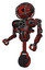 Robot containing oval wide head and barbed wire cage helmet and heavy upper chest and no chest plating and unicycle wheel. Cherry tomato red. Facing right view.