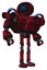 Robot containing digital display head and wince symbol expression and heavy upper chest and heavy mech chest and battle mech chest and ultralight foot exosuit. Grunge dots royal red. Hero pose.