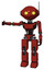 Bot containing oval wide head and yellow eyes and retro antenna with light and light chest exoshielding and ultralight chest exosuit and prototype exoplate legs. Cherry tomato red.