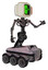 Bot containing old computer monitor and abstract mask pixel face and red buttons and light chest exoshielding and no chest plating and six-wheeler base. Gray metal. Interacting.