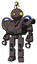 Robot containing oval wide head and yellow eyes and minibot ornament and heavy upper chest and heavy mech chest and battle mech chest and prototype exoplate legs. Light brown.