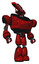 Robot containing dual retro camera head and laser gun head and heavy upper chest and light leg exoshielding. Red blood grunge material. Hero pose.