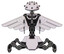 Bot containing plughead dome design and light chest exoshielding and pilot's wings assembly and no chest plating and insect walker legs. White halftone toon. Front view.