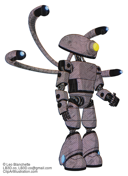 Android Containing Yellow Cyclops Dome Head And Light Chest Exoshielding And Prototype Exoplate Chest And Blue-Eye Cam Cable Tentacles And Light Leg Exoshielding. Sketch Fast Lines. Facing Left View. #19267