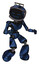 Mech containing digital display head and sleeping face and led and protection bars and light chest exoshielding and ultralight chest exosuit and light leg exoshielding. Grunge dark blue.
