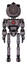 Cyborg containing green dot eye corn row plastic hair and light chest exoshielding and red energy core and ultralight foot exosuit. Dark dirty scrawl sketch. Front view.