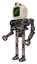 Cyborg containing old computer monitor and double backslash pixel design and retro-futuristic webcam and heavy upper chest and no chest plating and ultralight foot exosuit. Powder pink metal.