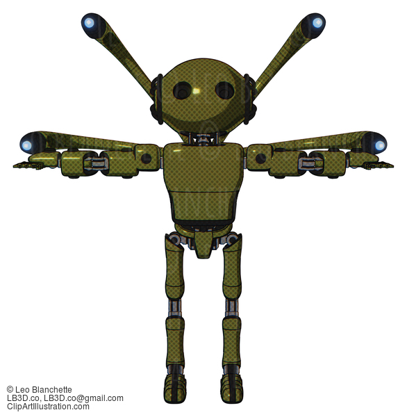 Android Containing Oval Wide Head And Light Chest Exoshielding And Prototype Exoplate Chest And Blue-Eye Cam Cable Tentacles And Ultralight Foot Exosuit. Army Green Halftone. T-Pose. #19320