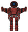 Bot containing digital display head and x face and light chest exoshielding and prototype exoplate chest and stellar jet wing rocket pack and prototype exoplate legs. Grunge matted orange. Front view.