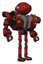 Droid containing oval wide head and giant blue and red led eyes and heavy upper chest and heavy mech chest and green cable sockets array and ultralight foot exosuit. Cherry tomato red. Hero pose.
