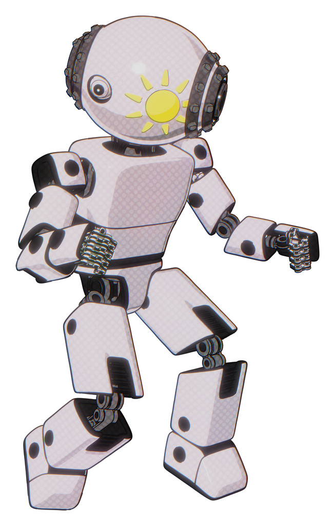 Automaton containing oval wide head and sunshine patch eye and steampunk iron bands with bolts and light chest exoshielding and prototype exoplate chest and prototype exoplate legs.