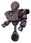 Droid containing grey alien style head and blue grate eyes and heavy upper chest and heavy mech chest and blue energy fission element chest and unicycle wheel. Lilac metal. Facing right view.