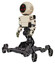 Cyborg containing three led eyes round head and light chest exoshielding and prototype exoplate chest and insect walker legs. Off white toon. Facing right view.