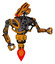 Automaton containing dual retro camera head and laser gun head and heavy upper chest and no chest plating and jet propulsion. Primary yellow halftone. Fight or defense pose..