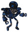 Robot containing digital display head and x face and heavy upper chest and heavy mech chest and ultralight foot exosuit. Grunge dark blue. Fight or defense pose..