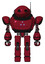 Cyborg containing oval wide head and retro antenna with light and heavy upper chest and triangle of blue leds and prototype exoplate legs. Fire engine red halftone. Front view.