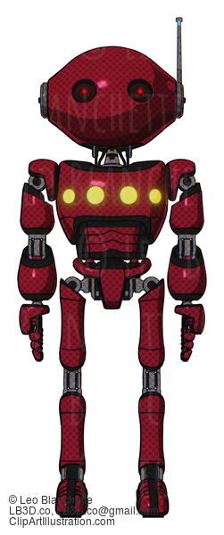 Android Containing Oval Wide Head And Small Red Led Eyes And Retro Antenna With Light And Light Chest Exoshielding And Yellow Chest Lights And Ultralight Foot Exosuit. Fire Engine Red Halftone. #19458