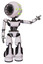 Droid containing round head and green eyes array and light chest exoshielding and ultralight chest exosuit and light leg exoshielding and stomper foot mod. White halftone toon.