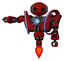 Automaton containing oval wide head and steampunk iron bands with bolts and heavy upper chest and heavy mech chest and spectrum fusion core chest and jet propulsion. Dark red.