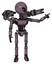 Bot containing grey alien style head and green inset eyes and light chest exoshielding and ultralight chest exosuit and minigun back assembly and ultralight foot exosuit. Lilac metal.