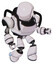 Bot containing round head and heavy upper chest and light leg exoshielding. White halftone toon. Fight or defense pose..