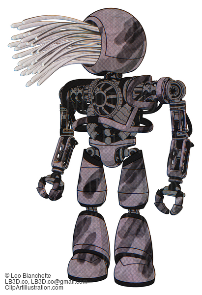 Android Containing Round Fiber Optic Connectors Head And Heavy Upper Chest And No Chest Plating And Light Leg Exoshielding. Sketch Pad Wet Ink Smudge. Standing Looking Right Restful Pose. #19544