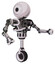 Automaton containing round head and heavy upper chest and no chest plating and unicycle wheel. White halftone toon. Interacting.