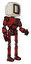 Automaton containing old computer monitor and please stand by pixel design and light chest exoshielding and chest valve crank and ultralight foot exosuit. Grunge dots cherry tomato red.