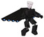 Robot containing humanoid face mask and light chest exoshielding and prototype exoplate chest and cherub wings design and prototype exoplate legs. Clean black. Fight or defense pose..