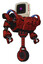 Automaton containing old computer monitor and magenta symbol display and red buttons and heavy upper chest and heavy mech chest and battle mech chest and unicycle wheel. Grunge dots cherry tomato red.