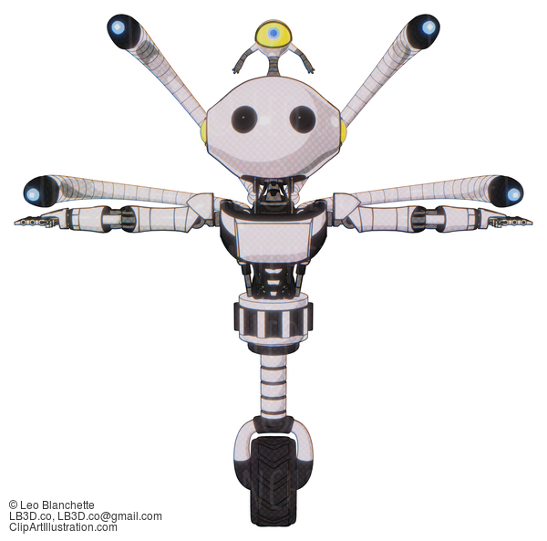 Android Containing Oval Wide Head And Beady Black Eyes And Minibot Ornament And Light Chest Exoshielding And Ultralight Chest Exosuit And Blue-Eye Cam Cable Tentacles And Unicycle Wheel. #19683
