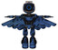 Bot containing digital display head and circle face and led and protection bars and light chest exoshielding and ultralight chest exosuit and pilot's wings assembly .