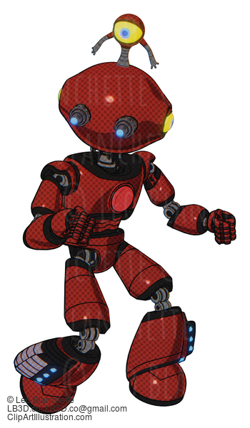 Android Containing Oval Wide Head And Telescopic Steampunk Eyes And Minibot Ornament And Light Chest Exoshielding And Red Chest Button And Light Leg Exoshielding And Megneto-Hovers Foot Mod. #19687
