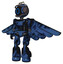 Bot containing digital display head and circle face and led and protection bars and light chest exoshielding and ultralight chest exosuit and pilot's wings assembly .