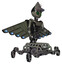 Droid containing grey alien style head and led array eyes and alien bug creature hat and light chest exoshielding and ultralight chest exosuit and cherub wings design and insect walker legs.