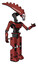 Cyborg containing flat elongated skull head and light chest exoshielding and ultralight chest exosuit and prototype exoplate legs. Light brick red. Interacting.