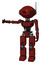 Robot containing oval wide head and small red led eyes and retro antenna with light and light chest exoshielding and ultralight chest exosuit and prototype exoplate legs. Matted red.
