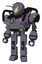 Automaton containing grey alien style head and cat's eyes and bug antennas and heavy upper chest and chest green energy cores and prototype exoplate legs. Light lavender metal.