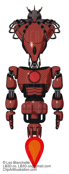 Android Containing Flat Elongated Skull Head And Spider Crown And Light Chest Exoshielding And Red Chest Button And Jet Propulsion. Light Brick Red. Front View. #19725