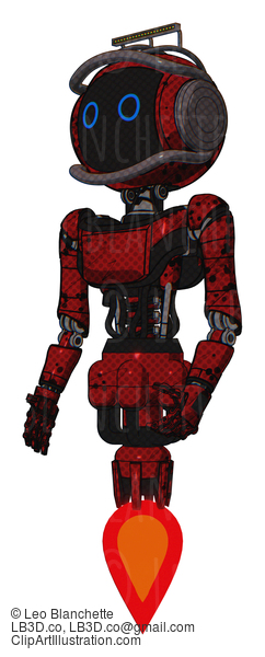 Android Containing Digital Display Head And Circle Eyes And Led And Protection Bars And Light Chest Exoshielding And Ultralight Chest Exosuit And Jet Propulsion. Grunge Dots Dark Red. #19732