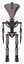 Robot containing flat elongated skull head and light chest exoshielding and no chest plating and ultralight foot exosuit. Halftone gray. Front view.