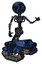 Bot containing digital display head and wince symbol expression and light chest exoshielding and no chest plating and tank tracks. Grunge dark blue. Interacting.