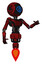 Mech containing digital display head and large eye and light chest exoshielding and ultralight chest exosuit and jet propulsion. Grunge dots dark red. Interacting.