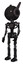 Robot containing round head and large cyclops eye and head winglets and light chest exoshielding and no chest plating and ultralight foot exosuit. Toon black scribbles sketch. Facing right view.