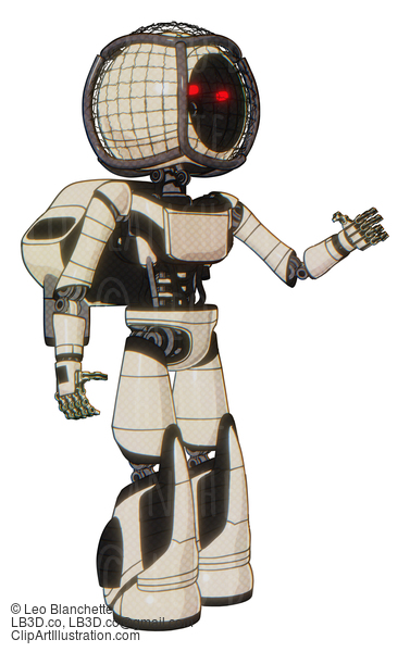 Android Containing Round Barbed Wire Round Head And Light Chest Exoshielding And Ultralight Chest Exosuit And Rocket Pack And Light Leg Exoshielding And Stomper Foot Mod. Off White Toon. Interacting. #19800