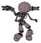 Bot containing metal knucklehead design and light chest exoshielding and minigun back assembly and no chest plating and light leg exoshielding and spike foot mod. Dark sketch. Fight or defense pose..